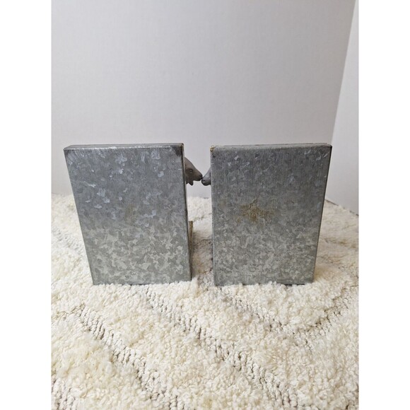 HEARTH AND HAND Galvanized & Aluminum Metal Goats Rustic Bookends Decor Farm - Picture 6 of 9